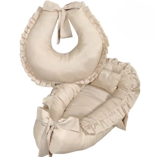 Kit Ninho Redutor para Berço com Apoio Anatômico + Almofada Amamentação para Amamentar com Babado em Oferta na Shopee