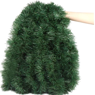 Kit 20 Metros Festão Luxo Verde Escuro e Nevado Premium Decoração Natal Atacado