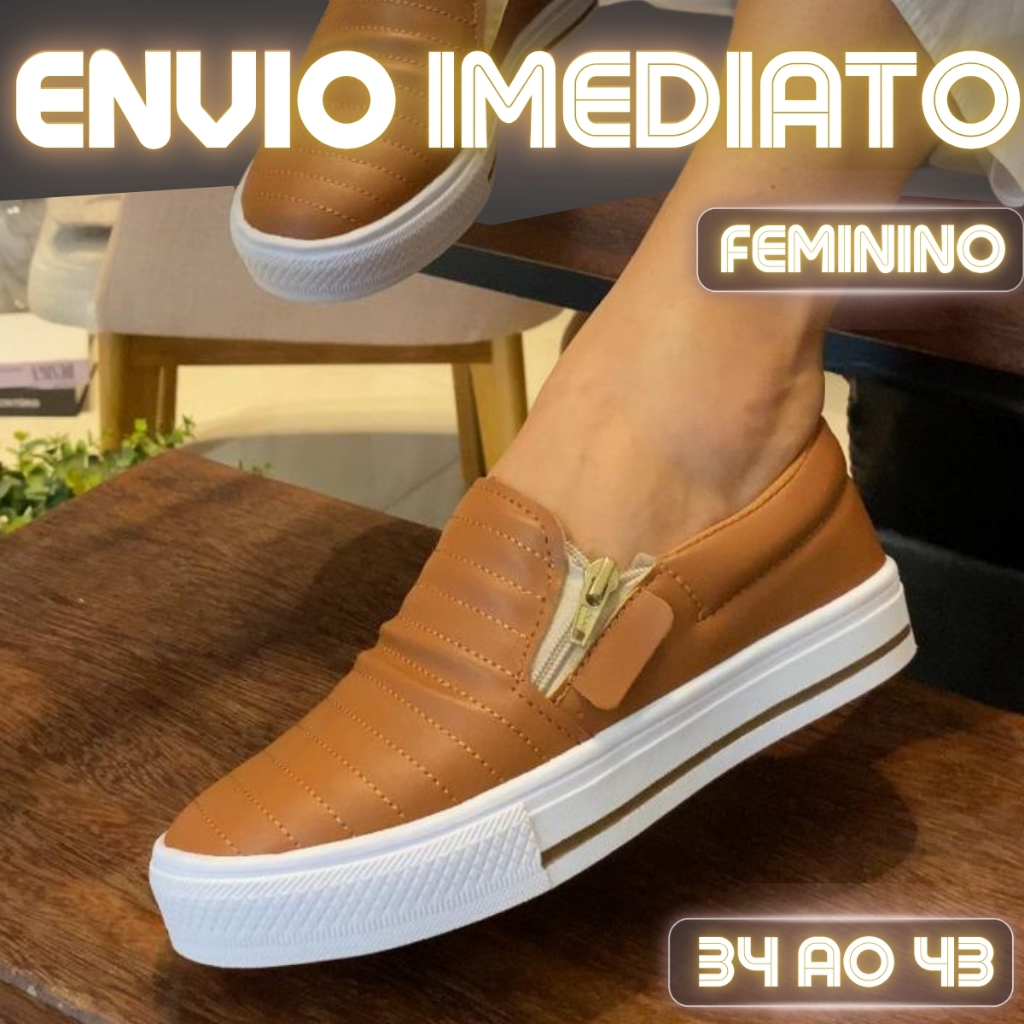 Tênis Sapatenis Slip On Leve Confortável Feminino