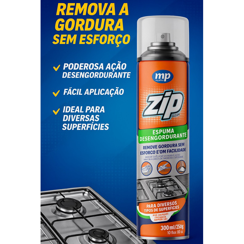 Espuma DESENGORDURANTE spray Zip clean 300 ml | Shopee Brasil