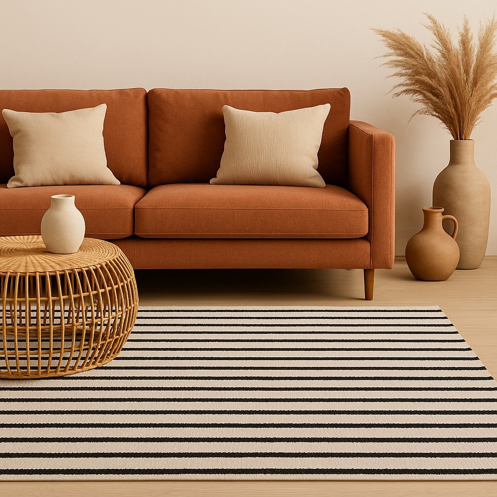 Tapete Sala Algodão Mandacaru 1,40m X 2,00m Listras Moderno Sala | Shopee Brasil