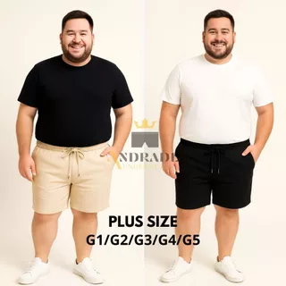Kit 2 Short Plus Size Mauricinho em Linho G1 G2 G3 G4 G5– Qualidade Premium - Bermuda - sarja