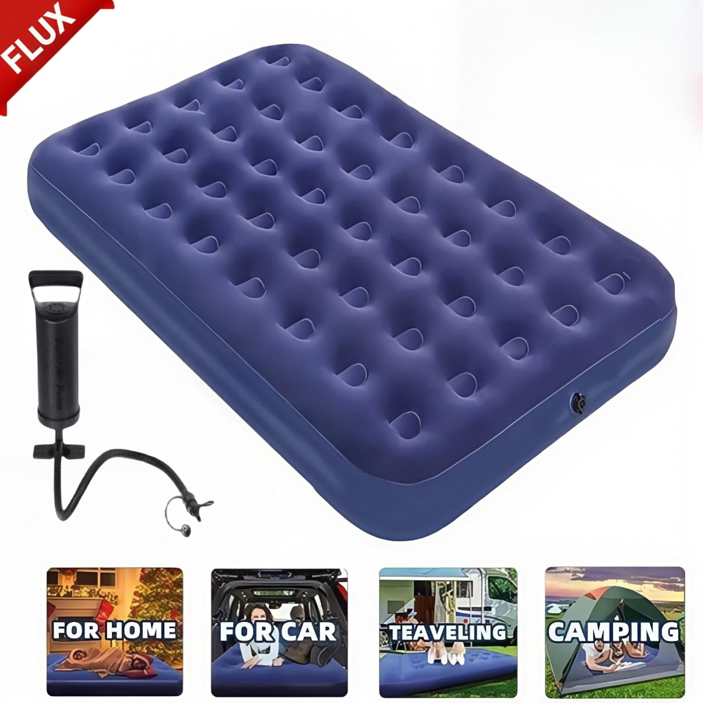 Colchão Casal Inflável Multiuso Com Inflador Embutido Casa Praia Camping FLUX