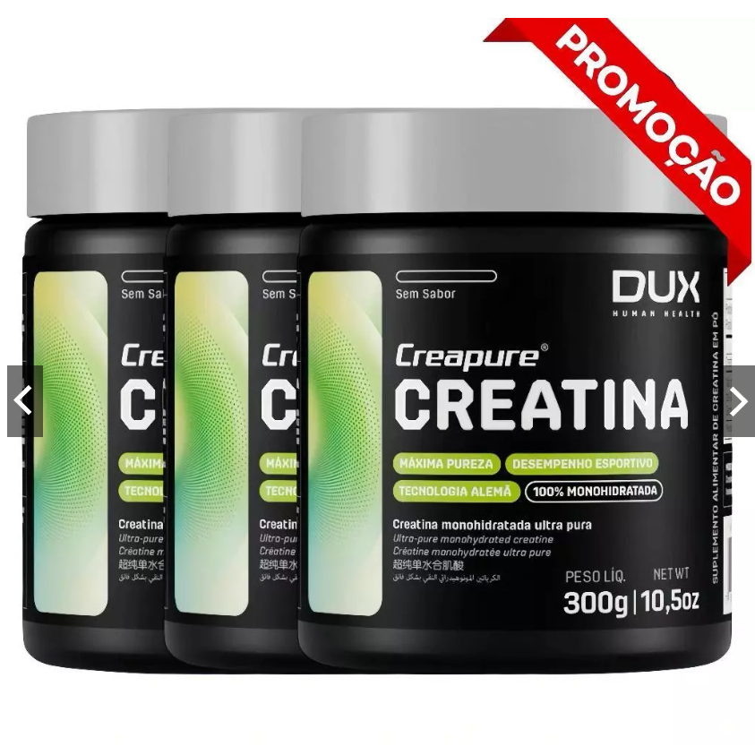 Creatina DUX 300g - 100% Pura com SELO CREAPURE Reconhecido pela ANVISA ...