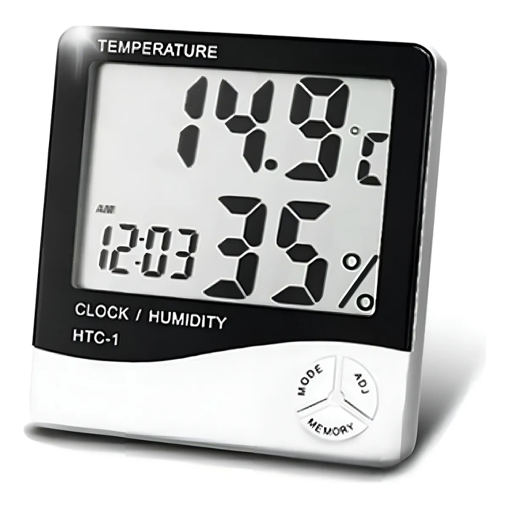 Termometro Higrômetro Medidor Sensor Temperatura Umidade Relógio Digital Cor Branco