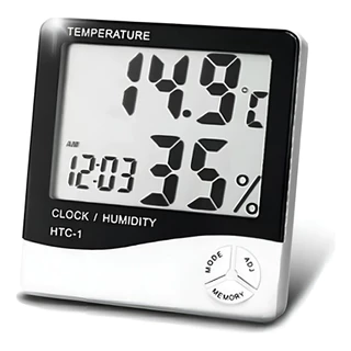 Termometro Higrômetro Medidor Sensor Temperatura Umidade Relógio Digital Cor Branco