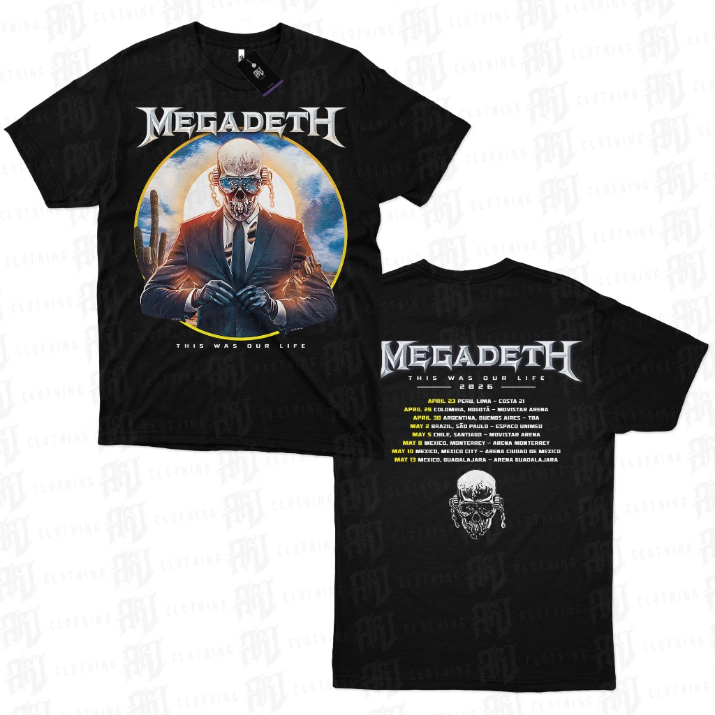 Camiseta Megadeth This Was Our Life Tour 2026 Brasil (com Datas