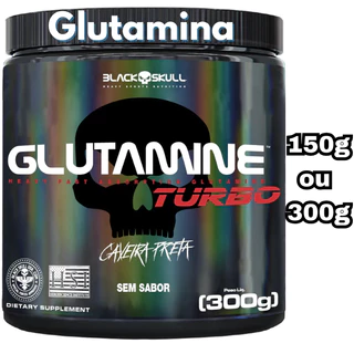 Glutamina Turbo 300g Black Skull - Suplemento em pó L-Glutamine Caveira Preta