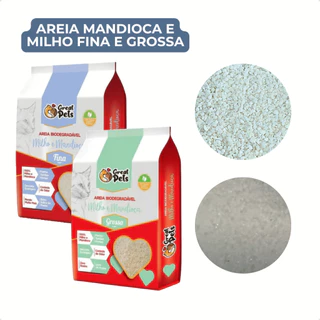 Areia Para Gato Biodegradável Mandioca Milho Fina Grossa em Oferta na Shopee