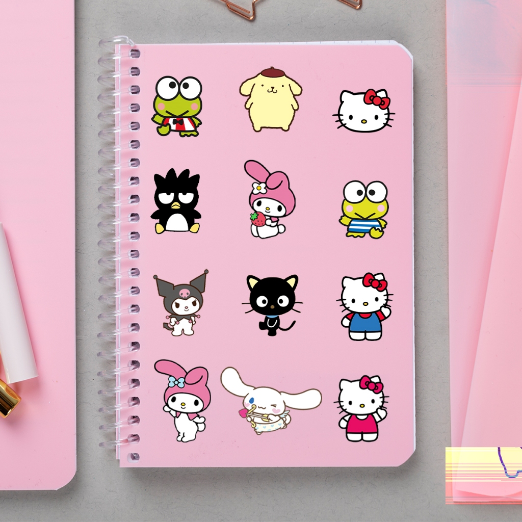 Hello Kitty Kuromi Cinnamoroll Kit 96 Adesivos de Parede Sanrio