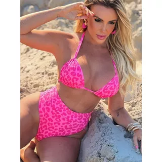 BIQUINI CINTURA ALTA COM TOP CORTININHA CALCINHA FORRADA em Oferta na Shopee
