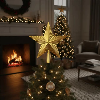 Ponteira Estrela Brilhante Enfeite Árvore De Natal 15cm Dourado