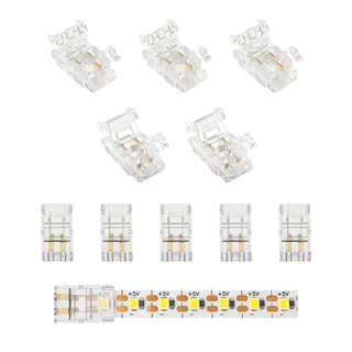 10 Peças / 5 peças Conector LED 8mm 2 Pinos para Extensão de Fita sem Solda - Conexões Sem Costura