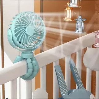 Mini Ventilador Luminoso Recarregável para Carrinho de Bebê Portátil 3 Velocidades Suporte Flexível Desktop