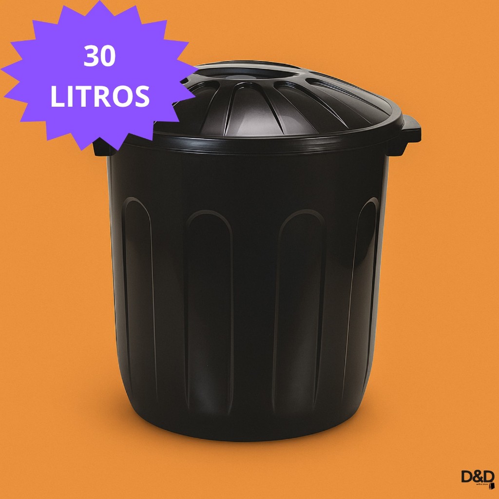 Lixeira Plástica 30Lcom Tampa Resistente Lixeira Cozinha Banheiro Lavanderia Multiuso Alta Qualidade