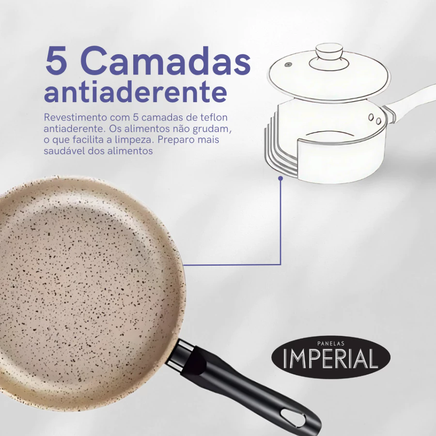 Jogo De Panelas 10 Peças Antiaderente Conjunto Caçarola Frigideira Fervedor Cor Coffee Cappuccino Kit Talheres — foto 3 de 4