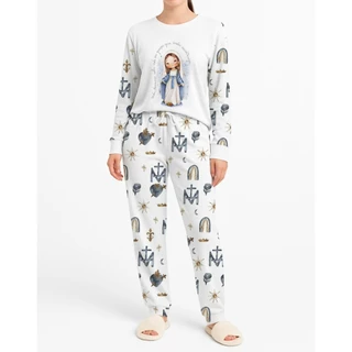 CONJUNTO PIJAMA FEMININO SANTO - SANTINHO - PIJAMA CATÓLICO - CALÇA E BLUSA em Oferta na Shopee