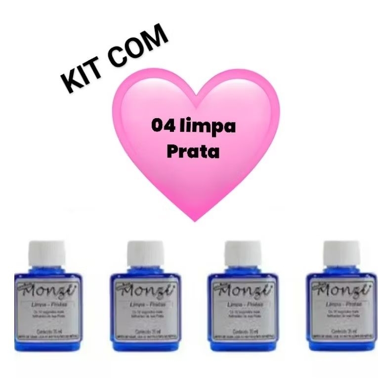 Kit com 04 frascos limpa Prata Monzi | Shopee Brasil