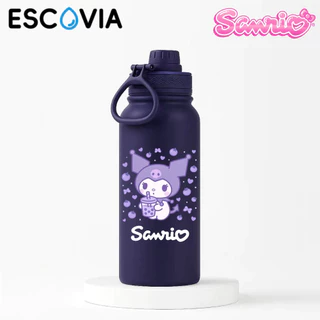 Garrafa Térmica Aço Inoxidavel Parede Dupla Sanrio Kuromi com tampa e Alça Esportivo 600ml