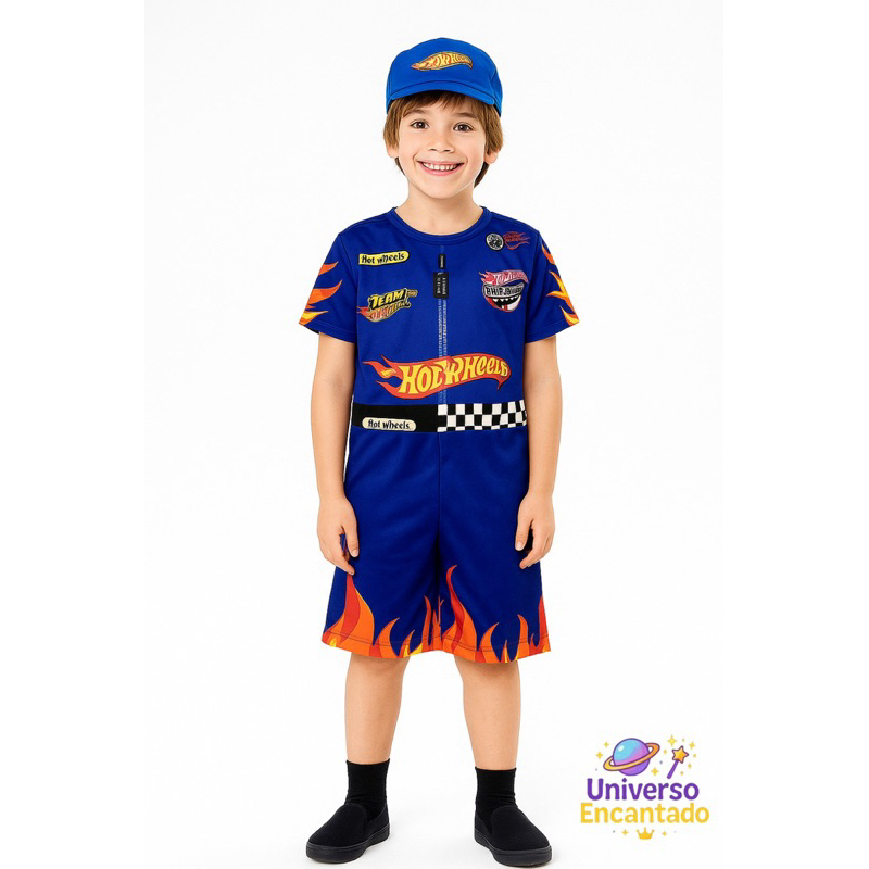 🏁 Fantasia Infantil Piloto Hot Wheels 🚗🔥 | Shopee Brasil