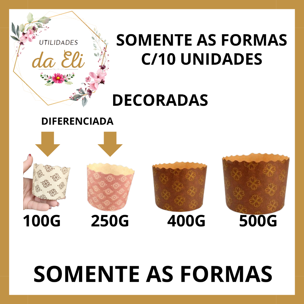 FORMA DE PANETONE FORNEÁVEL C/10 UNIDADES DECORADA