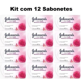 Kit 12 Sabonetes Johnson's Daily Care Rosas e Sandalo Doce 80g