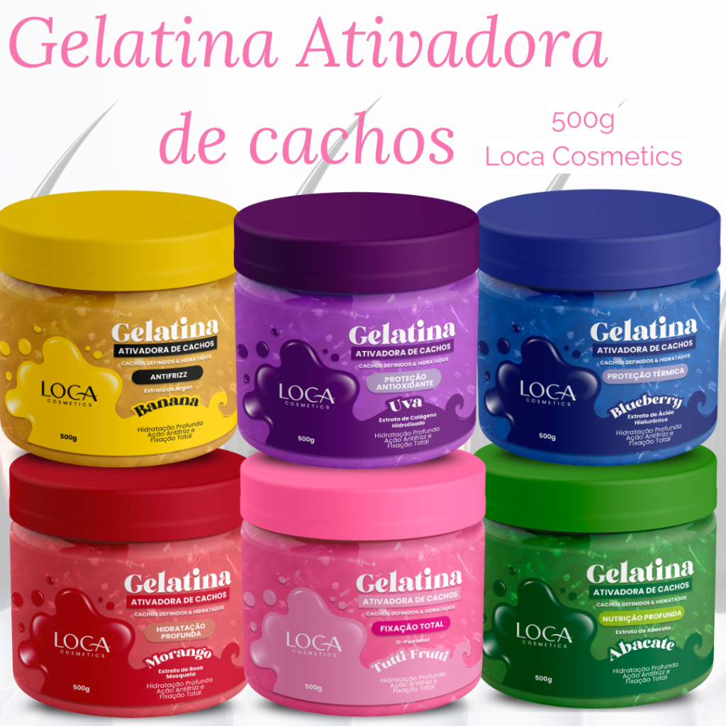 Gelatina Ativadora de Cachos Loca Cosmetics 500g Modela Hidrata e ...