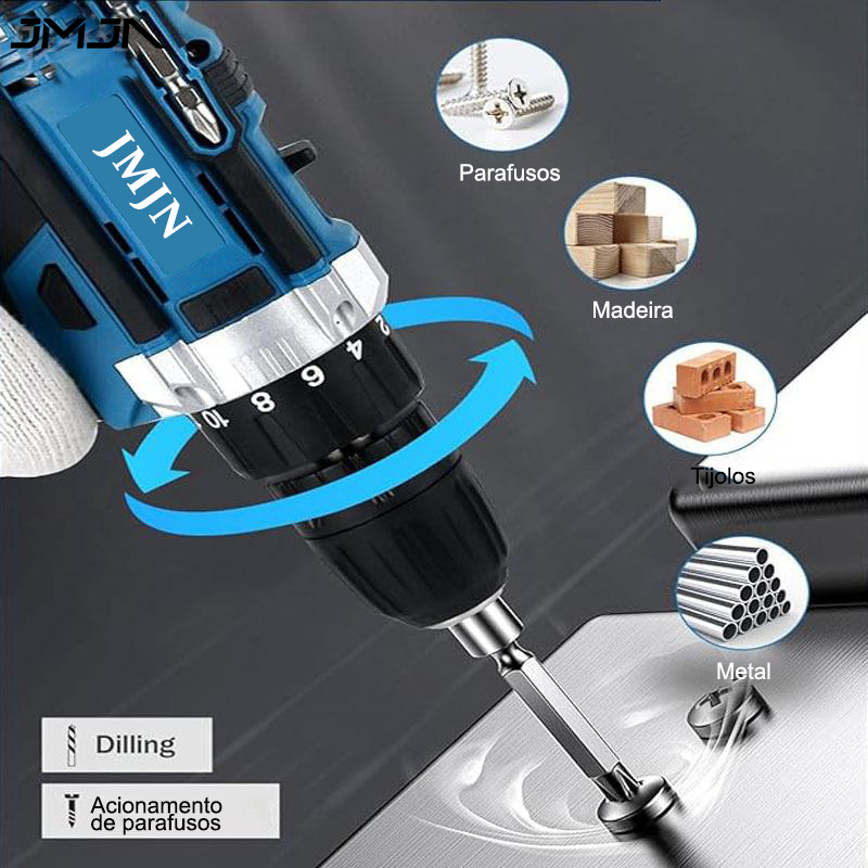 JMJN Kit 3 em 1 Ferramentas 48V com 2 Baterias – Furadeira