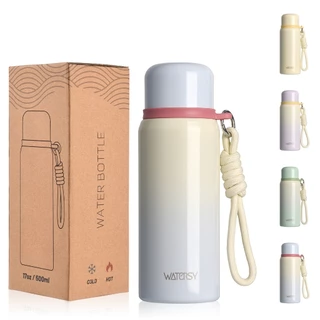 WATERSY Copo Termico Garrafa Térmica Inox 500ml Garrafinha Térmica Para Café Academia À Prova Vazamento