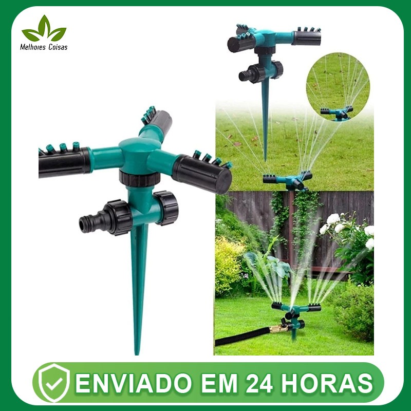 Aspersor Giratório para Jardim - Bico com Espinhos para Hortas e Canteiros, Acoplamento para Mangueira
