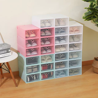 Caixas 6,10,12,24 Unidades Organizadoras para Sapatos e Tênis Empilháveis com Tampa Frontal em Oferta na Shopee