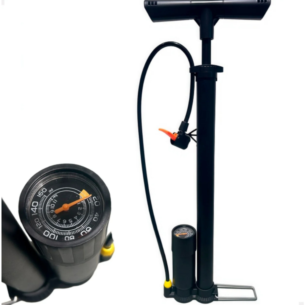 Bomba Manual de Ar com Manômetro Profissional – Alta Pressão 160 PSI ...