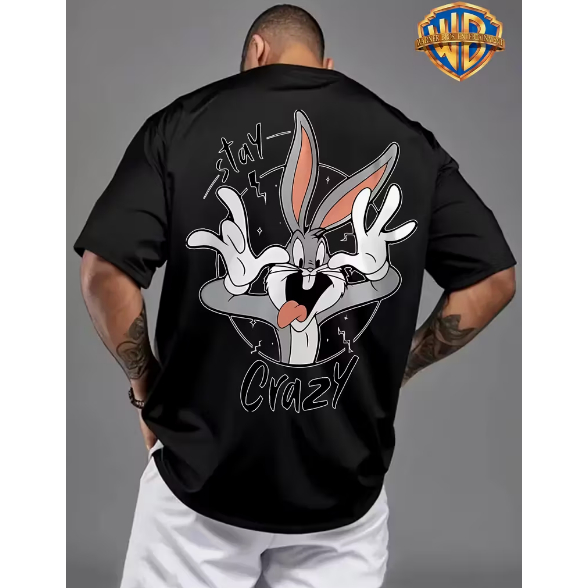 Camiseta Perna Longa Stay Crazy careta Divertida Camisa Desenho Animado Novo!