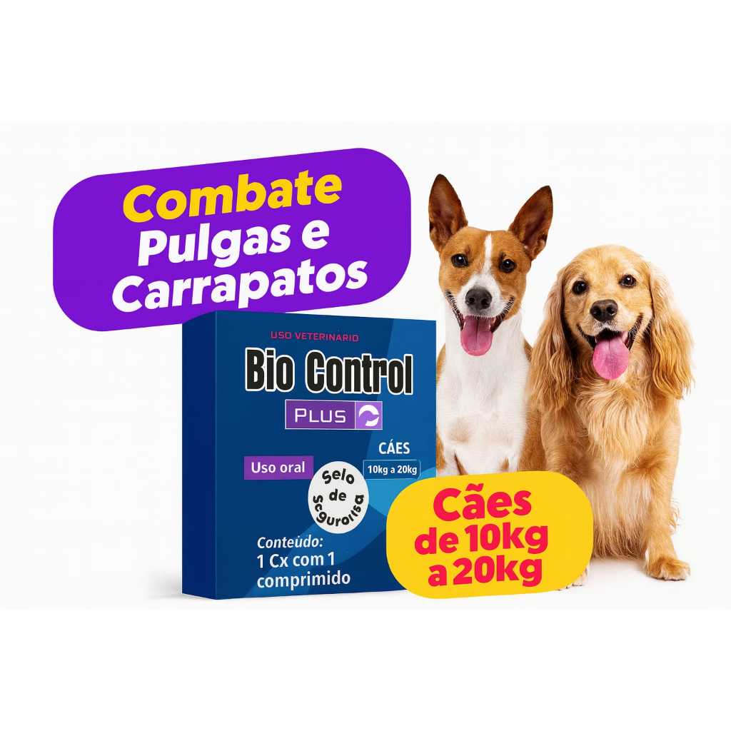 Remédio Bio Control Plus - Anti Pulgas e Carrapatos para Cães de 10kg a ...