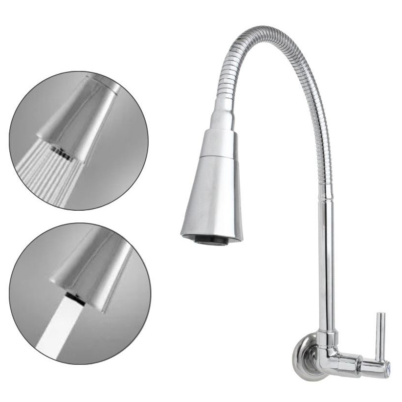 Torneira Para Cozinha Gourmet Cone Metal 02 Jatos Parede 1/4 de Volta ...