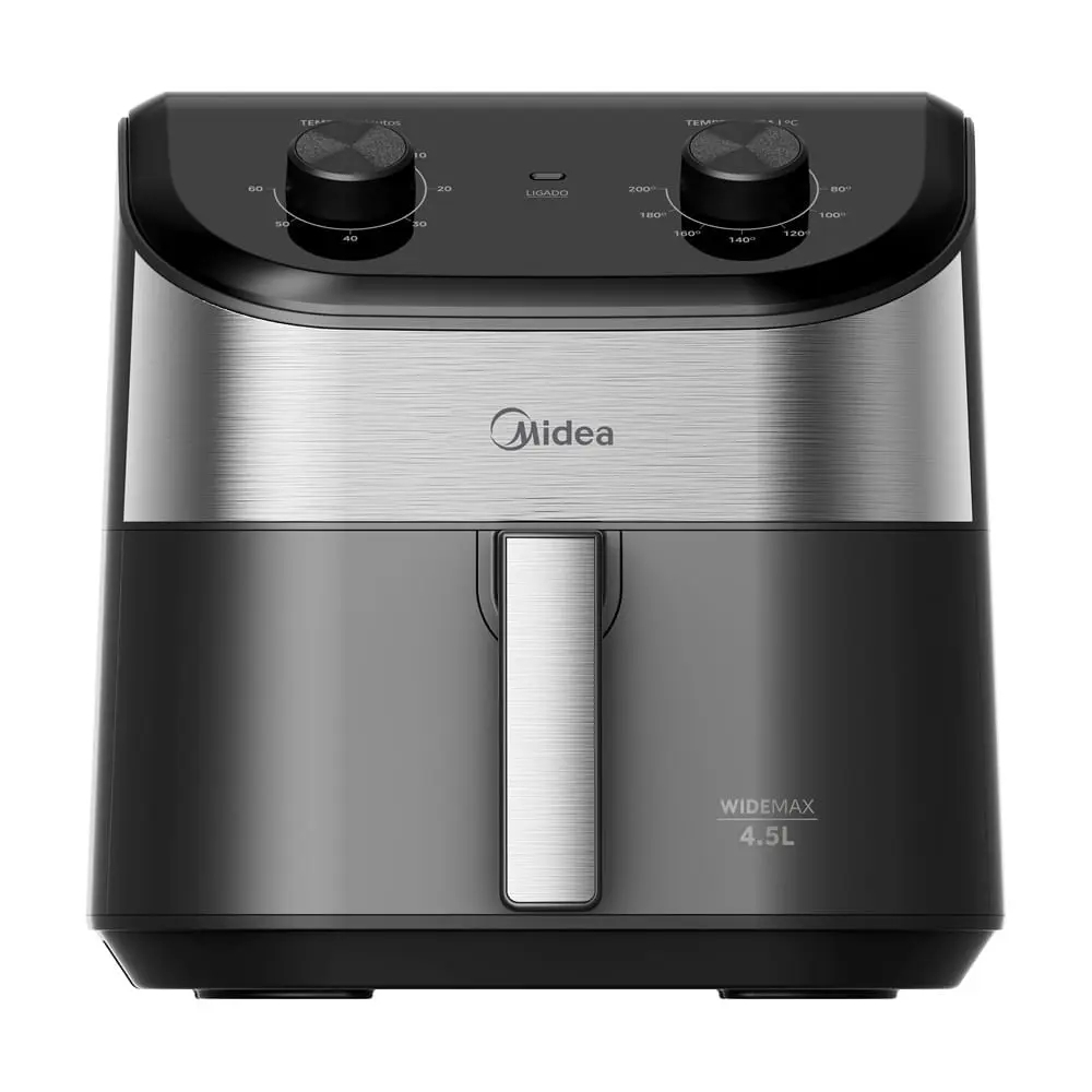 Fritadeira Air Fryer 4,5L Midea Wide Max Cyclone Preto e Ino