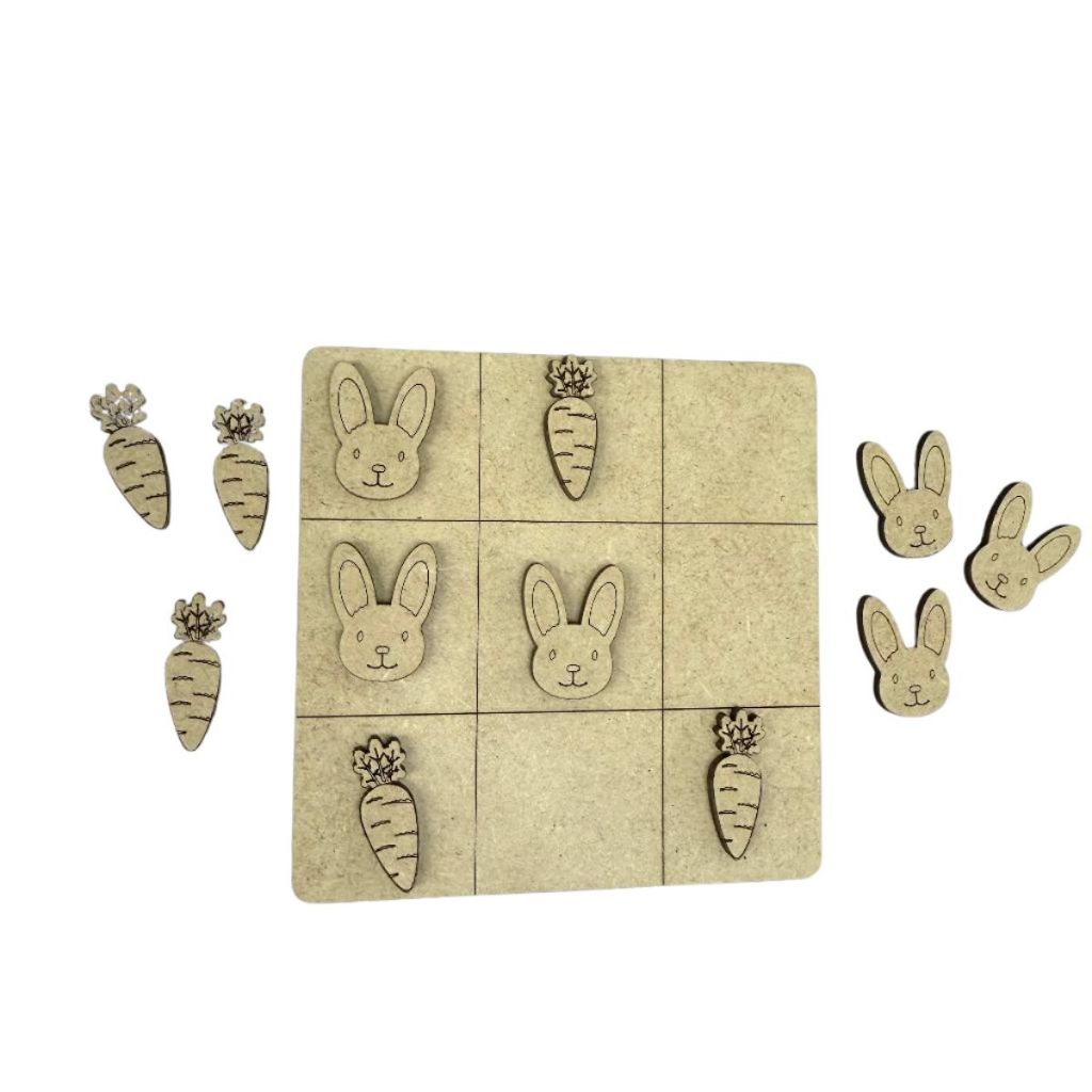 Jogos da Velha Páscoa Coelho Cenoura MDF Brinquedo Tabuleiro