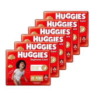 Fralda Descartável Huggies Máxima Proteção Mega Tamanho XXG - 6 Pacotes com 26 Fraldas - Total 156 Tiras em Oferta na Shopee