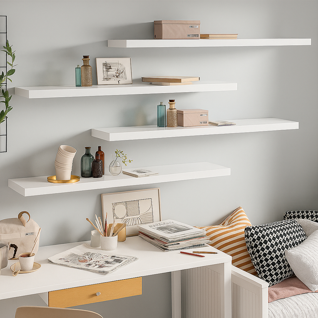 Kit Prateleira Branca 60X10 Com Suporte Flutuante Mdf Organizadora Decoração Cozinha Quarto Banheiro - Envio Imediato