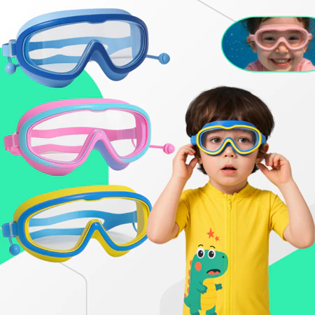 Óculos De Natação Infantis Com Protetor De À Prova D'água , Antiembaçante E HD Para Meninos Meninas