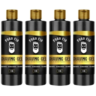 Kit 4 Shaving Gel Puro Fio 1kg Profissional - Barba Suave Sem Irritações - Envio Imediato