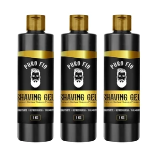 Kit 3x Shaving em Gel de Barbear Mentolado Puro Fio 1kg - Profissional, Barba Suave Sem Irritação