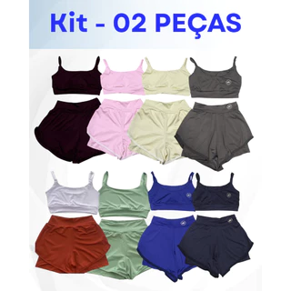 CONJUNTO FITNESS FEMININO COM SHORT DUPLO PREMIUM