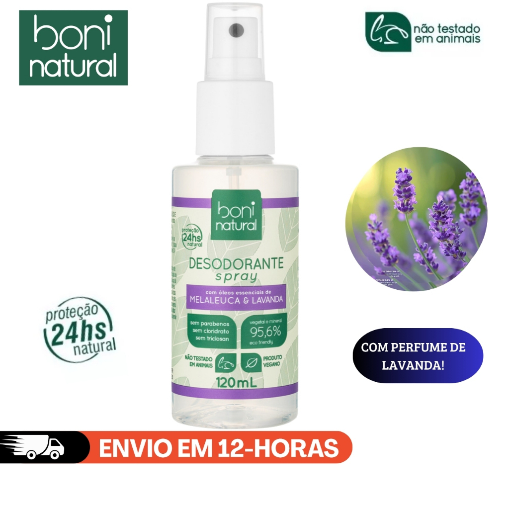 DESODORANTE MELALEUCA E LAVANDA SPRAY SEM ALUMINIO BONI NATURAL 120ML ...