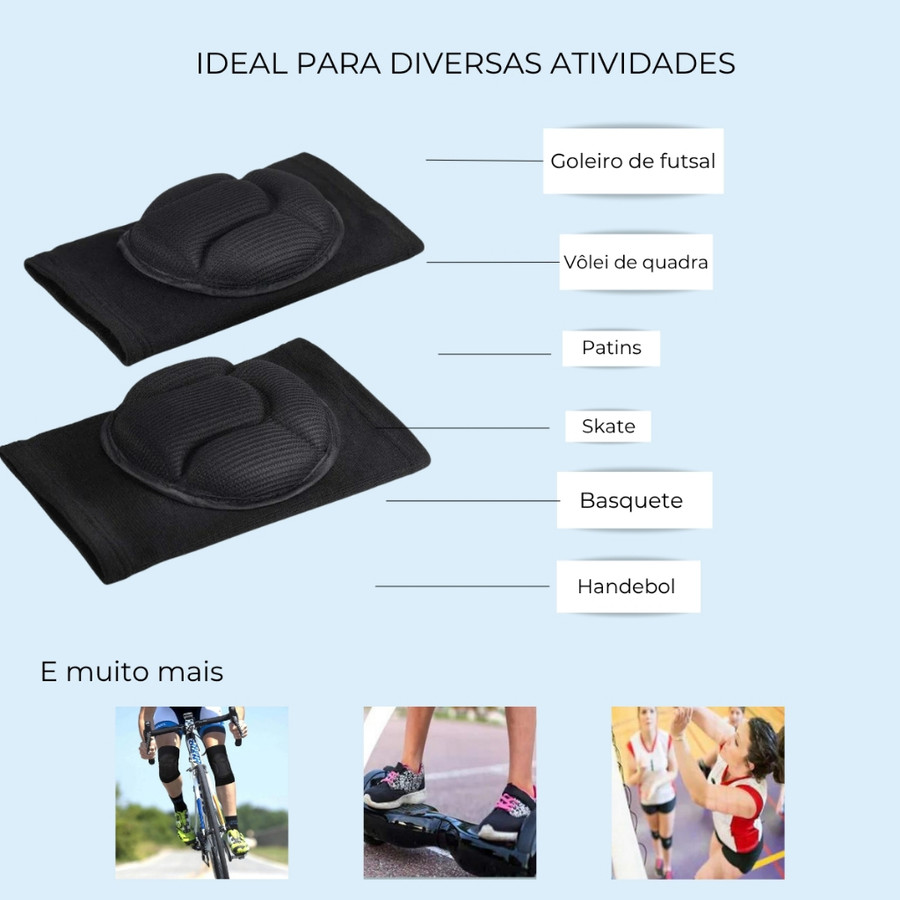 Kit Conjunto Joelheira Manguito Para Volei Infantil Juvenil Esportes Anti Impacto Proteção Joelhos