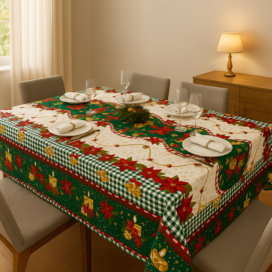 Toalha de Mesa Natal Natalina Oxford Decorativa Durável P M G