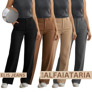 Calça Wide Leg Alfaiataria Feminina Pantalona Cintura Alta em Oferta na Shopee