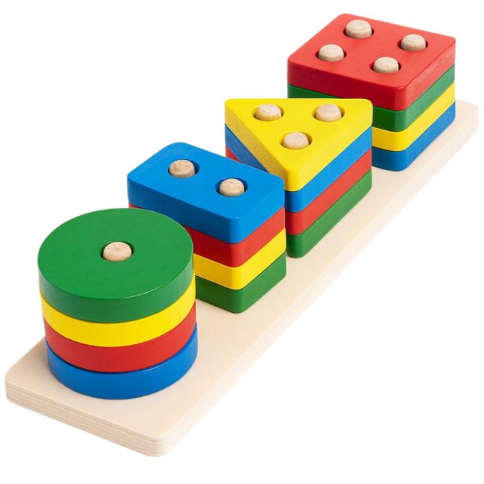 Brinquedo Montessori de Madeira 16 Peças – Encaixe Educativo Colorido Infantil