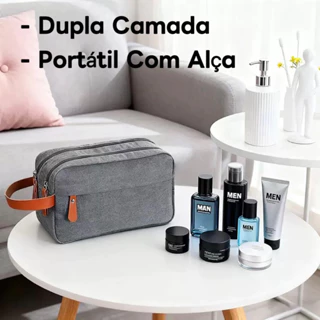 Necessaire Masculino Para Viagem Organizadora Dupla Impermeável Com Alça em Oferta na Shopee