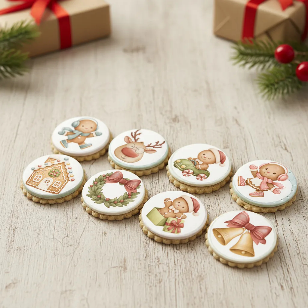 Papel Arroz Redondo Comestível Natal para Biscoito pão de me